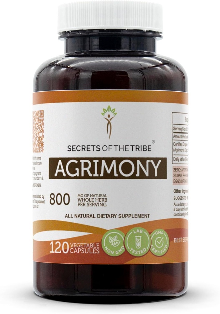 Secrets of the Tribe Agrimony 120 Capsules, 800 mg, Agrimony (Agrimonia Eupatoria) Dried Herb (120 Capsules)