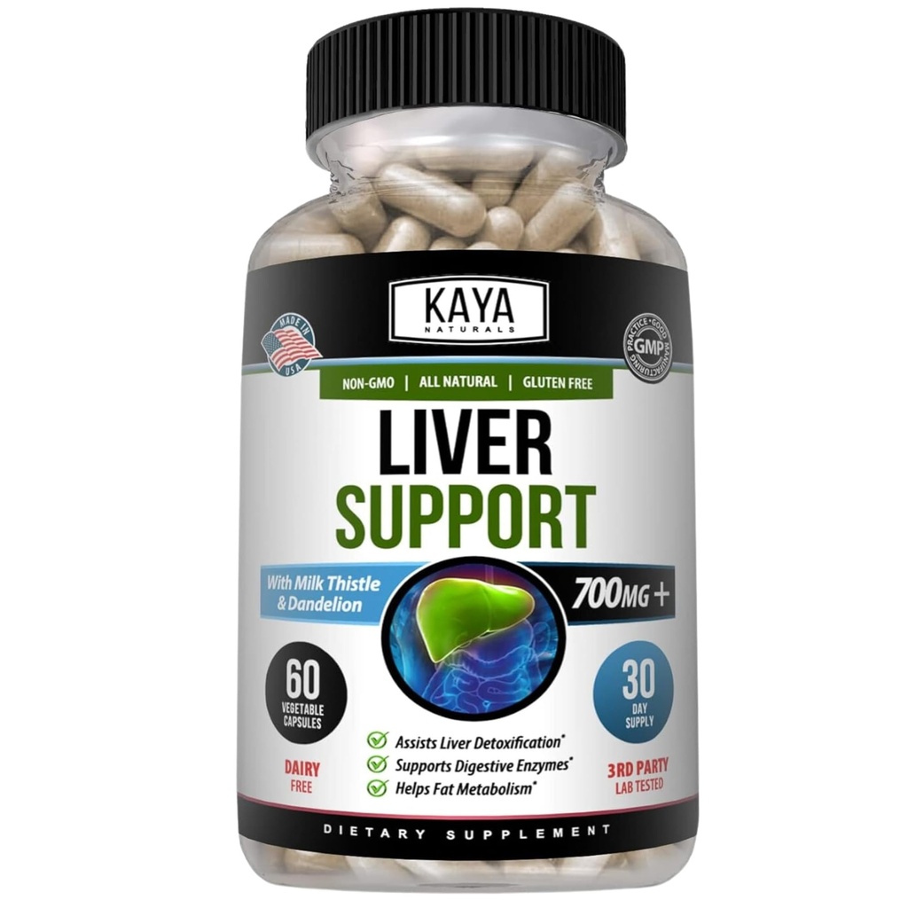 Kaya Naturals Liver Cleanse Detox & Repair - Milk Thistle Supplement - Liver Detox for Women and Men - Artichoke Extract and Dandelion Root Capsules - 60 Count