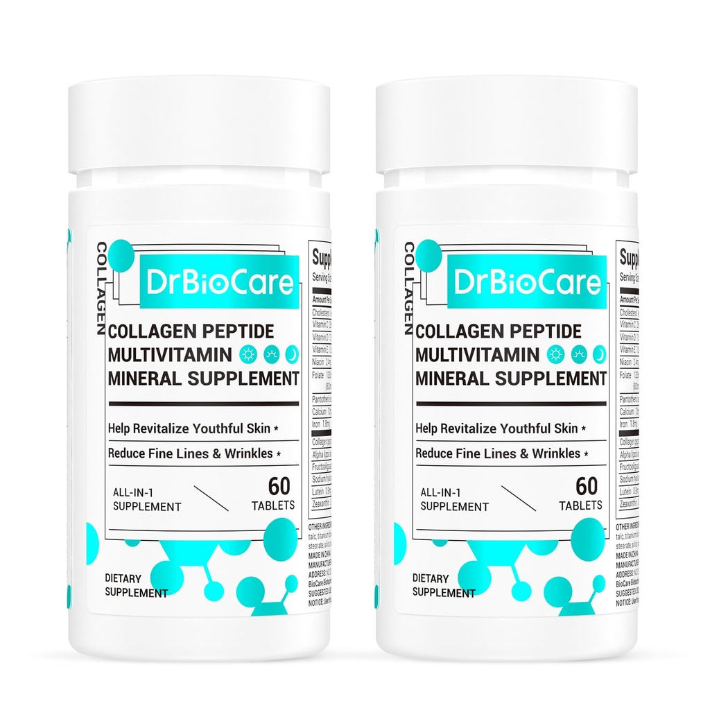 DrBioCare Collagen Peptides for Women, Beauty Vitamin & Mineral Supplement,Contains Vitamin D3, Probiotics for Women & Collagen Peptides,Vitamin B Complex,Vitamin E 120 Tablets