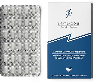 Lightning One Advanced Brain Support Supplement for Optimal Brain Function - Once-a-Day Energy and Focus Supplement - Ultra-High Concentration and World-Class Absorption - 30 Capsules