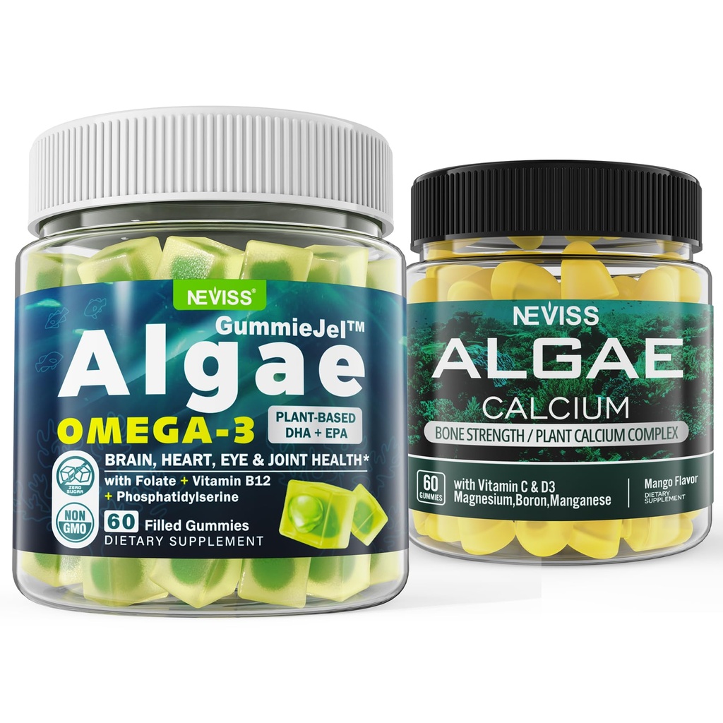 Algae Omega 3 Gummies + Marine Algae Calcium Gummies Bundle
