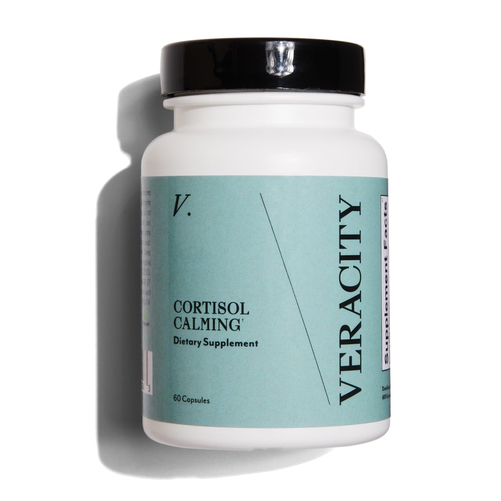 Veracity Cortisol Calming - Clinically Proven Stress & Sleep Support Supplement - Reduces Tension & Improves Mental Clarity with Natural Blend of Adaptogens - 60 Capsules