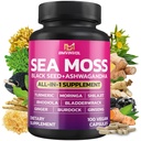 BMVINVOL Sea Moss Black Seed Shilajit Ashwagandha + Bladderwrack, Ginger, Moringa, Turmeric, Burdock, Ginseng, Rhodiola Rosea - 100 Capsules