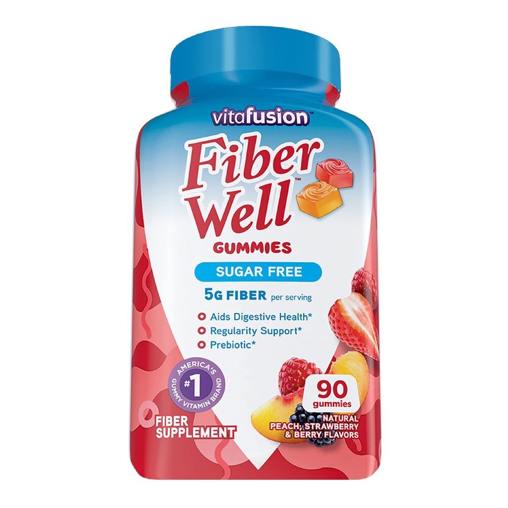 Vitafusion Fiber Well Sugar Free Fiber Supplement, 90 Count B12 Gummy Vitamins, 60 Count