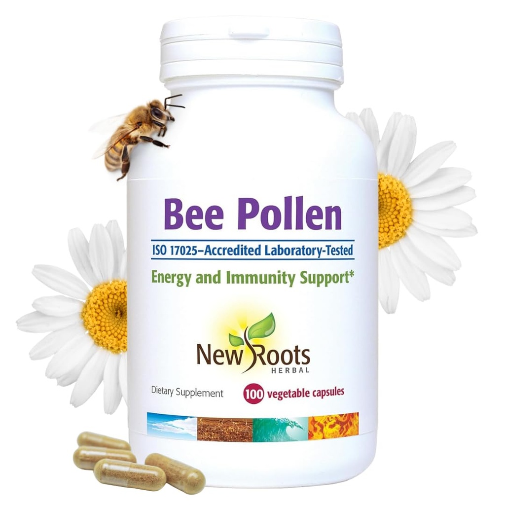 Pure Bee Pollen Capsules (100 Caps) All Natural Bee Pollen Supplement (1000 mg) High Strength Bee Propolis | Rich in Minerals, Vitamins & Essential Amino Acids