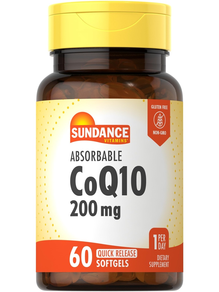 Sundance CoQ10 200mg Softgels | 60 Count | with Black Pepper Extract | Non-GMO & Gluten Free Supplement