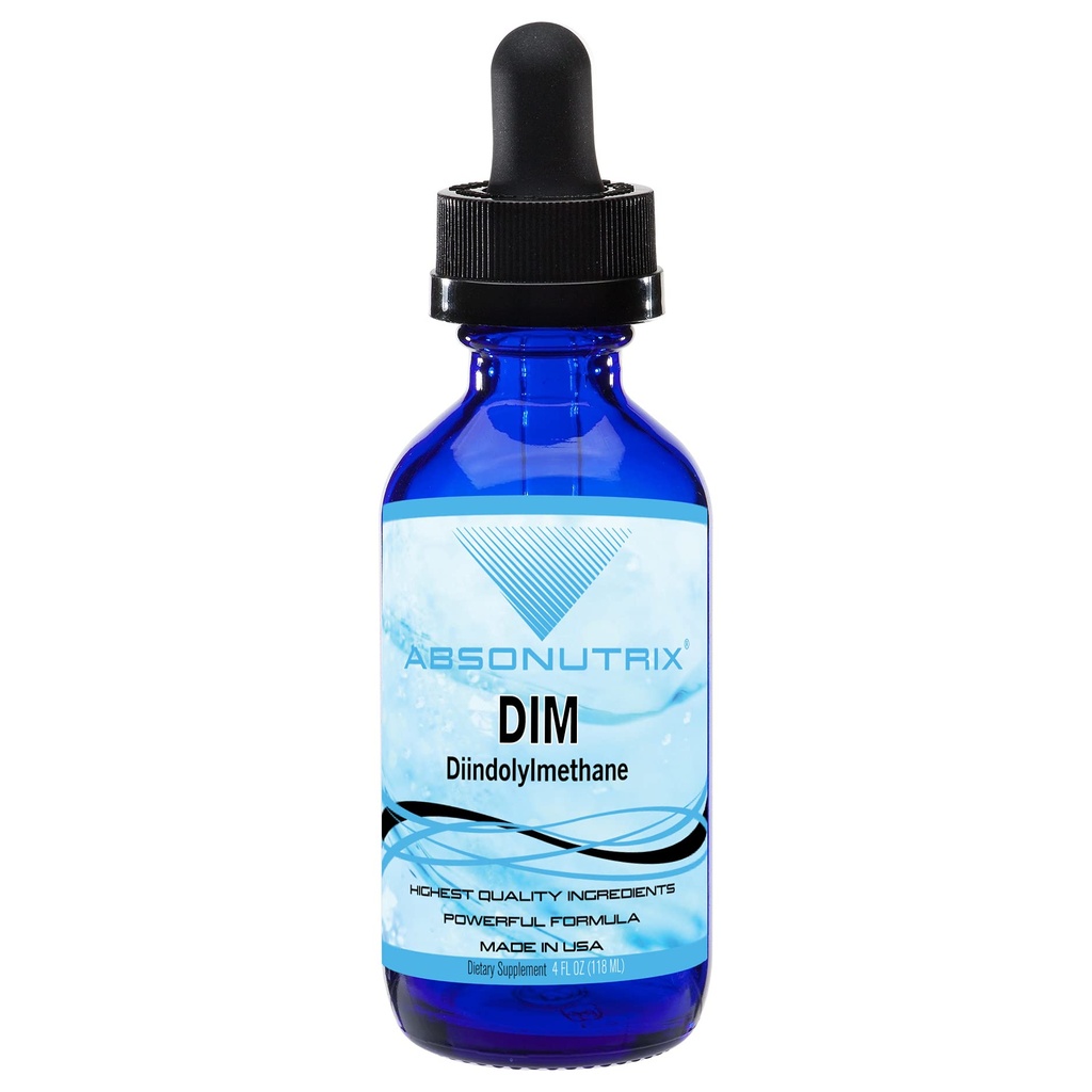DIM (Diindolylmethane) Extract 593 mg, 4 Oz Bottle, 200 Potent Servings, Third-Party Tested Drops, Quick Absorption, Gluten-Free, Third-Party Tested, GMP-Certified, Non-GMO, Made in USA