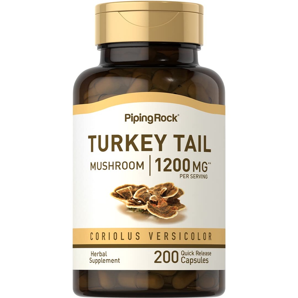 Piping Rock Turkey Tail Mushroom Capsules | 200 Pills | Coriolus Versicolor | Herbal Extract Supplement for Men and Women | Non-GMO, Gluten Free