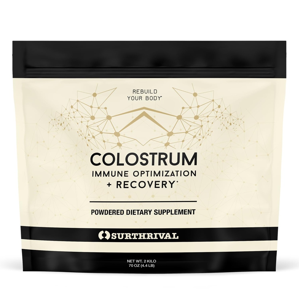Surthrival: Colostrum Powder (2 Kilo, 4.4lbs), Immune Optimization & Recovery, Powdered Dietary Supplement, Gut Health, Immune Support, Keto Friendly