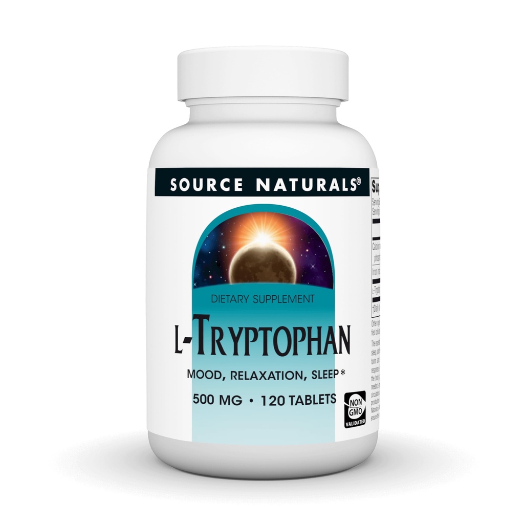 Source Naturals L-Tryptophan, for Mood, Relaxation, and Sleep*, 500mg - 120 Tablets