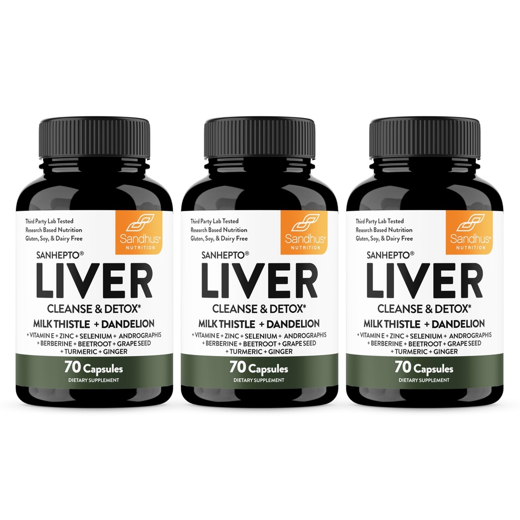 Sandhu's Liver Cleanse Detox & Repair Support Capsules with Milk Thistle & Dandelion Root | Herbal Supplement Pills for Liver Health | for Men & Women | Made in USA | Viral on Tiktok | 210 Count