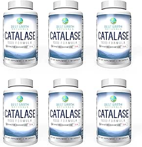Best Earth Naturals Six Pack of Catalase 10,000 Formula Enzyme Supplement with Saw Palmetto, Biotin, Fo-Ti, PABA - Hair Supplements for Strong Hair - 360 Capsules (180-day Supply)