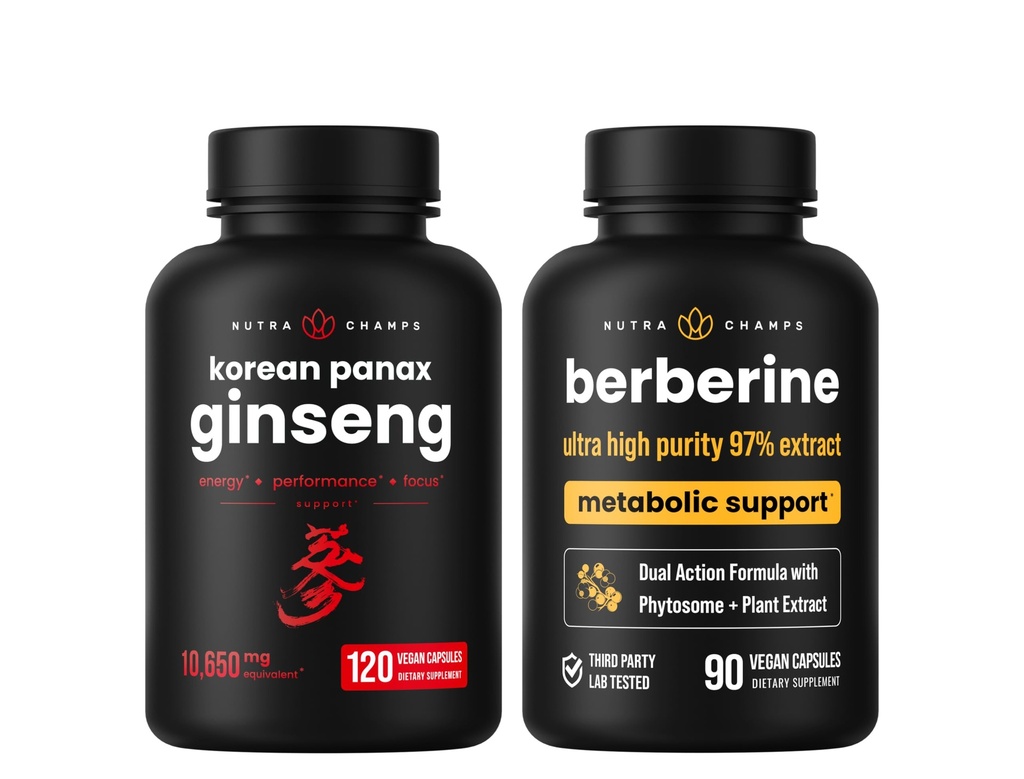 NutraChamps Energy & Metabolic Support: Ginseng & Berberine Duo