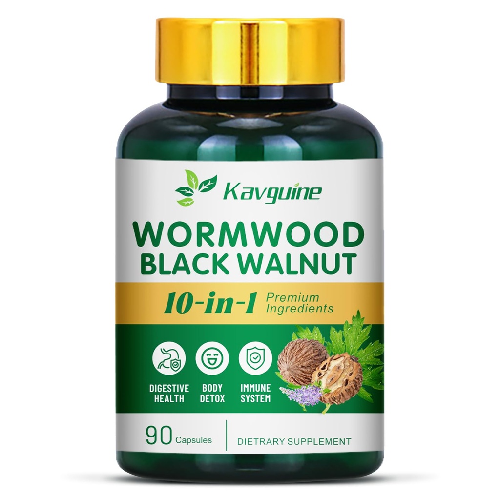 10 in 1 Wormwood Capsules - 90 Capsules Supplement, Black Walnut Hulls, Cloves, Black Pepper, Turmeric Curcumin Root, Peppermint Leaf, Supports Cut Health & Digestive Balance