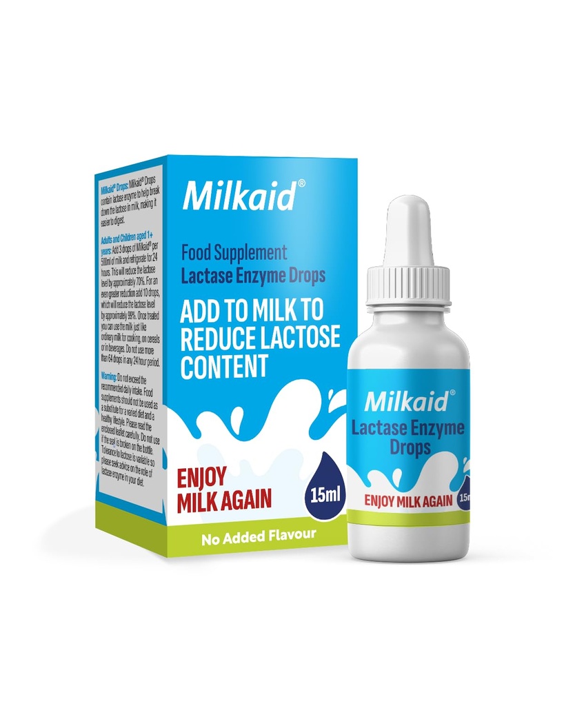 Milkaid Lactase Enzyme Drops for Lactose Intolerance | Prevents Gas, Bloating & Diarrhea | Fast Acting Dairy Digestive Supplement | Gluten Free & Vegetarian | No Artificial Flavor | 0.5 Fl Oz (1)