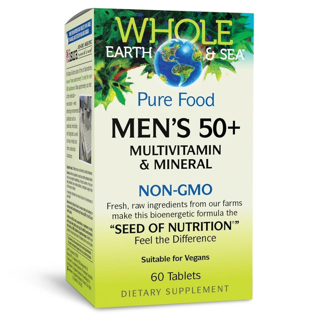 Natural Factors, Men's 50+ Multivitamin & Mineral, 1 Serving Contains Nutrition Equivalent to ½ lb of Veggies, 60 Count (Pack of 1)