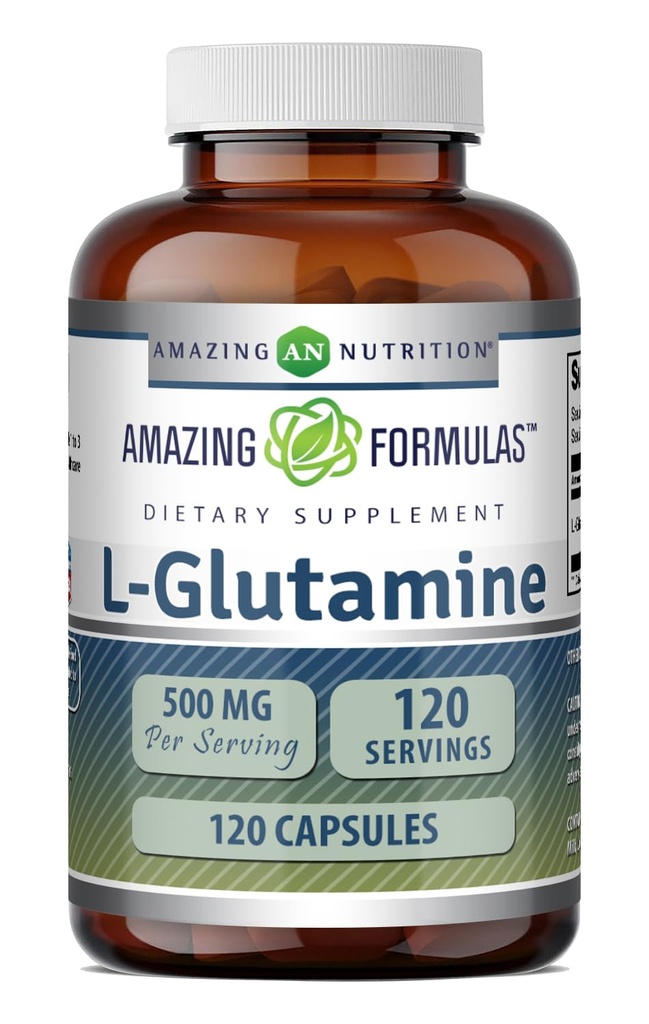 Amazing Formulas L-Glutamine Amino Acid Supplement | 500 Mg | Capsules | Non-GMO | Gluten-Free | Made in USA (1 Pack | 120 Count)