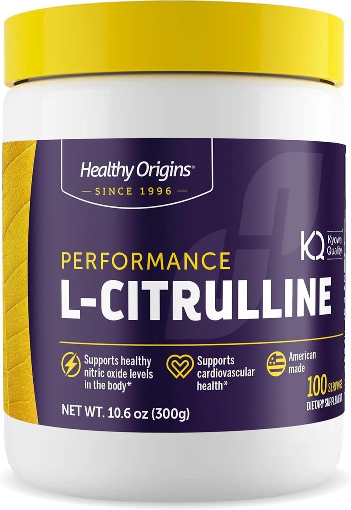 Healthy Origins L-Citrulline Powder 2,000 mg per Serving, 10.6 oz (300g) - American-Made USP Grade Amino Acid Supplement - Supports Nitric Oxide Production, Circulatory Health & Muscle Metabolism
