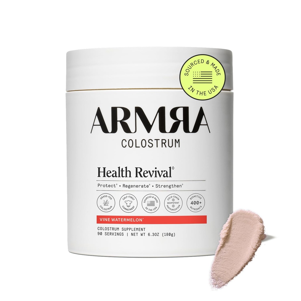 ARMRA Colostrum Powder | Vine Watermelon | Gut Health & Bloating | Skin & Hair | Immunity | Keto, Gluten & Fat-Free | 90 Servings