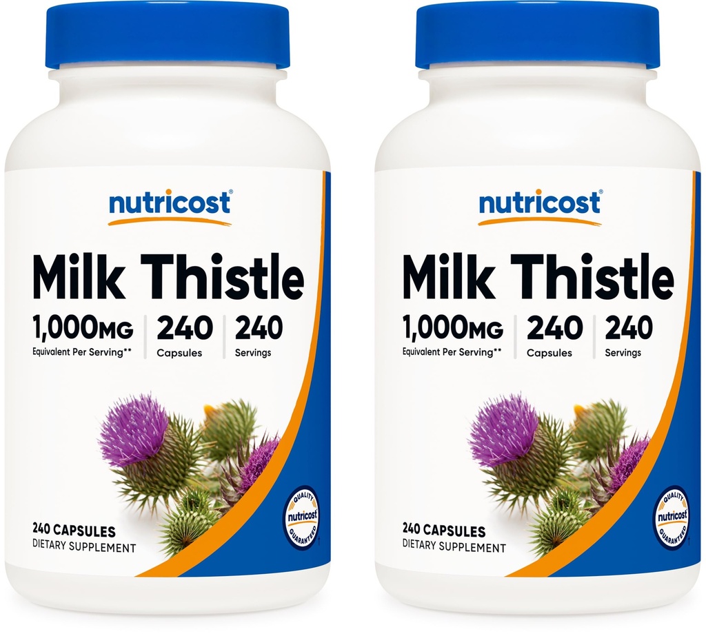 Nutricost Milk Thistle Extract 240 Capsules for 240 Servings Per Bottle (2 Pack) - Vegan, Non-GMO and Gluten Free