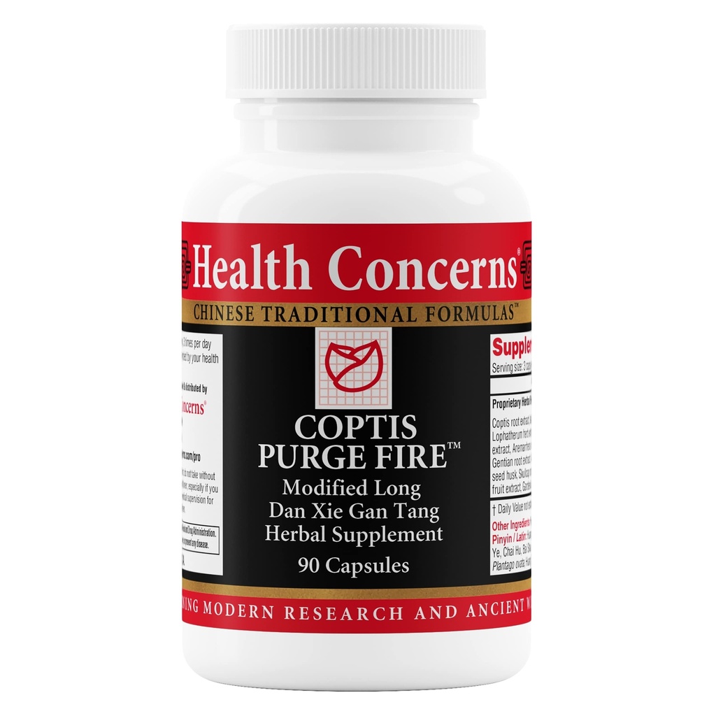 Health Concerns Coptis Purge Fire Formula – Skin, Throat, Sinus & Immune Support Supplement – Herbal Cleanse with Isatis, Skullcap, Licorice – Traditional Chinese Medicine – 90 Capsules