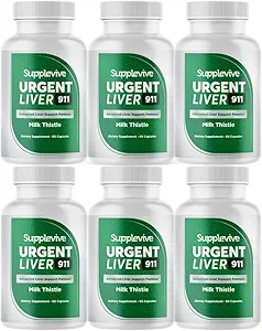 Urgent Liver 911 Herbal Liver Support Supplement Liver Cleanse Detox & Repair Formula with Milk Thistle Silymarin Dandelion Root and Artichoke Extract for Liver Health, 60 Capsules (6)