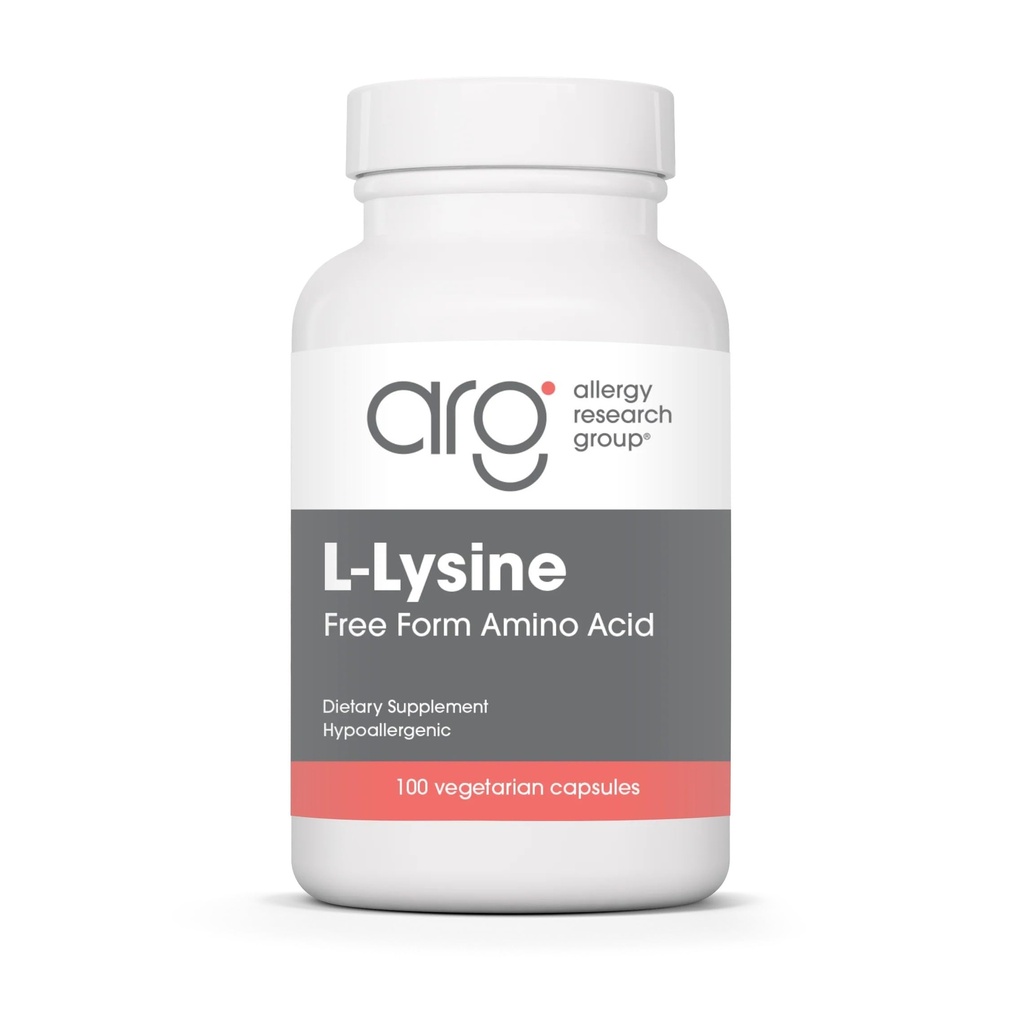 Allergy Research Group NutriCology L-Lysine 500 mg - Essential Amino Acid Supplement - Supports Collagen Formation, Calcium Absorption, Bone & Connective Tissue - 100 Servings - 100 Capsules
