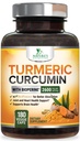 Turmeric Curcumin Supplement - 2400mg Organic Turmeric Per Serving - 95% Curcuminoids & BioPerine Black Pepper Extract for Best Absorption - Natural Vegan Joint Support, Bottled in USA - 180 Capsules