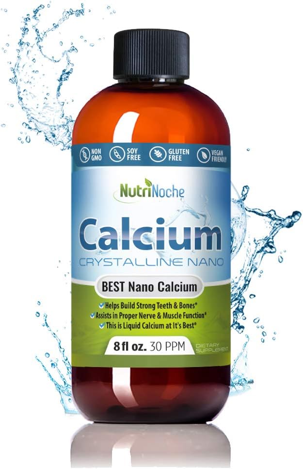 NutriNoche Liquid Calcium Supplement - 99.99% Ultra Pure Crystalline Nano Calcium for Women, Men & Children - Calcium Citrate Alternative - Absorbed at a Cellular Level Sublingually - 30 ppm