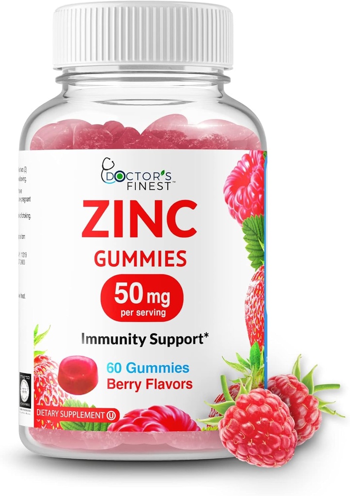 Zinc 50mg Gummies – Vegetarian, GMO Free & Gluten Free Vitamin – Great Tasting Berry Flavor Pectin Chews – Adult Dietary Supplement – 60 Count [30 Doses]