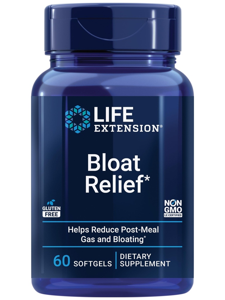 Life Extension Bloat Relief, Artichoke, Ginger, Fennel and Turmeric for Digestive Health, Supports Bloating Relief and Promotes Digestive Comfort, Gluten Free, Non-GMO, 60 softgels
