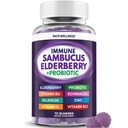 PAYÉ Elderberry Gummies, Vitamin C Immune Support Supplement + Probiotic Gut Health - Sambucus, Echinacea, Vitamin B, Zinc, Selenium, 70 Gummies for Adults and Kids