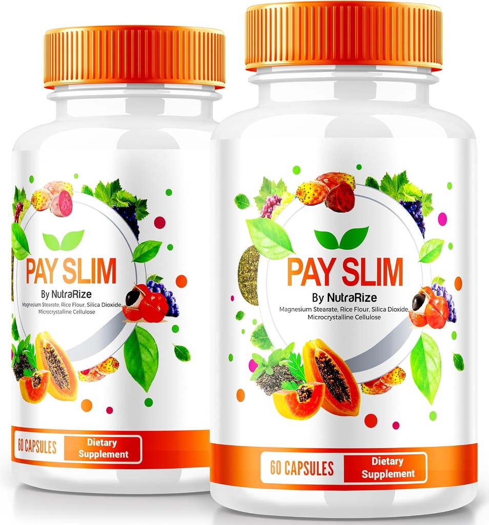 NutraRize (2 Pack) Pay Slim Capsules, PaySlim All-Natural Supplement for Healthy Weight Loss, Premium Formula to Achieve Body and Fitness Goals, Official Reviews (120 Capsules)