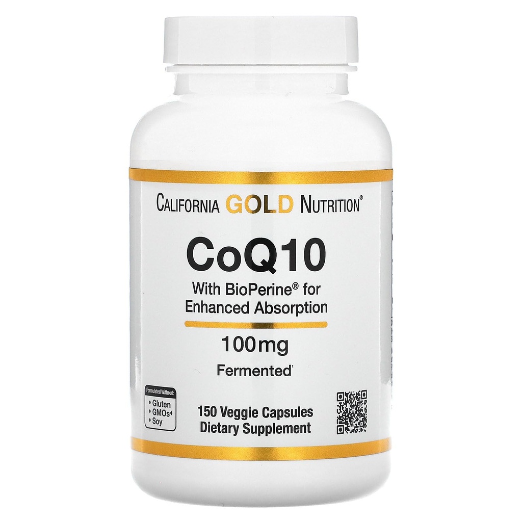 CoQ10 by California Gold Nutrition - USP-Verified, Fermented Coenzyme Q10 with BioPerine - Mitochondrial Support - Vegan Friendly - Gluten Free, Non-GMO - 100 mg - 150 Veggie Capsules