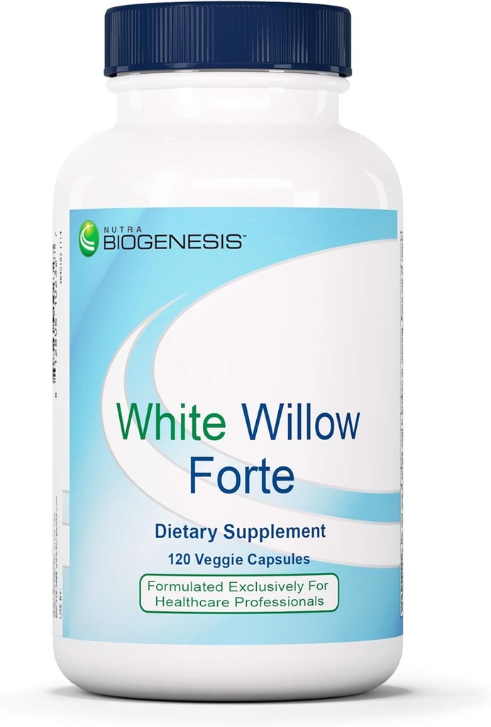 Nutra BioGenesis White Willow Forte - White Willow Bark Capsules for Digestive Support with Boswellia, Turmeric, Ginger & Bromelain, Herbal Blend - 120 Vegan Capsules