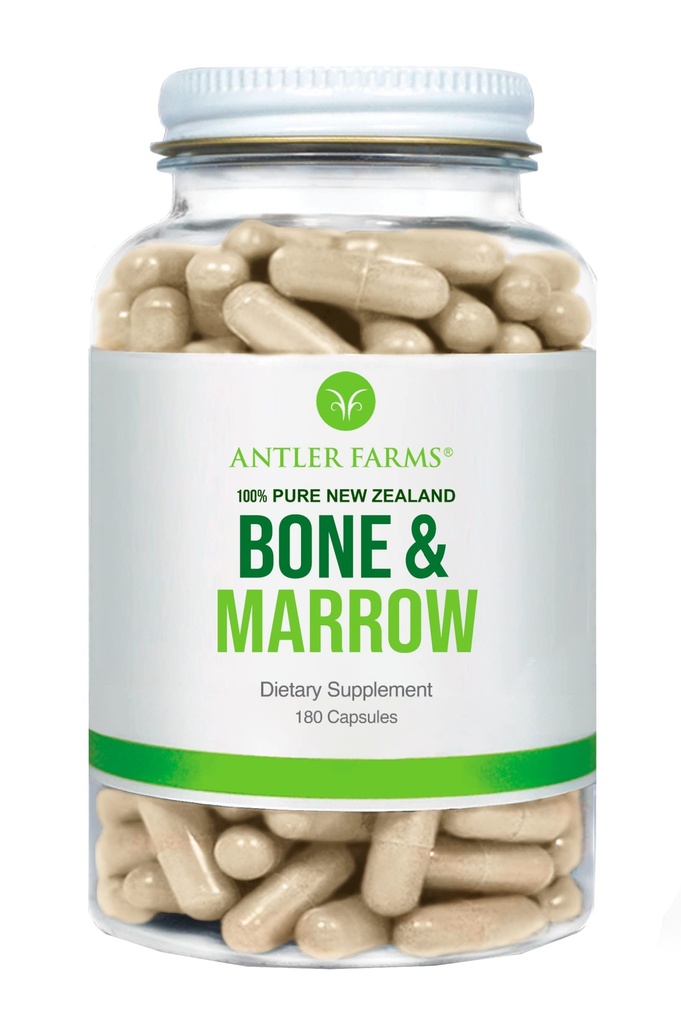 Antler Farms - 100% Pure New Zealand Bone & Marrow, 180 Capsules, 750mg - Grass Fed, Pasture Raised Whole Bone Extract, Healthy Essential Fats, Stem Cells, Collagen, Calcium, Phosphorus and Minerals