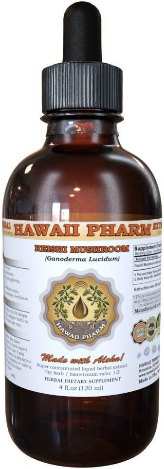 Reishi Liquid Extract - Tonic of Emperors, Organic Reishi Mushroom (Ganoderma Lucidum) Tincture, Herbal Supplement, Hawaii Pharm, Made in USA, 2 fl.oz