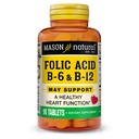 MASON NATURAL Folic Acid with B,6 & B,12, 90 Day Supply, Supports Normal Heart Health and Metabolic Function