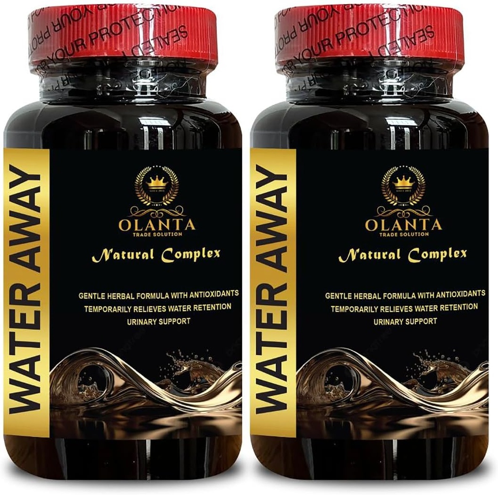 Water Away Complex - Immune System Booster, Kidney Support, Water Pills Caffeine Free, Natural Fluid Pills for Water Retention, Natural Water Away Pills Maximum Strength - 2 Bottles