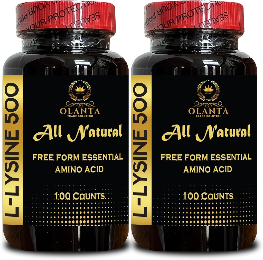 L-LYSINE Supplement Amino ACIDS - Menopause Energy Supplements for Women, Immune Support, Lip & Skin, Calcium Metabolism, Amino Acid Vitamin - 2 Bottles 200 Counts