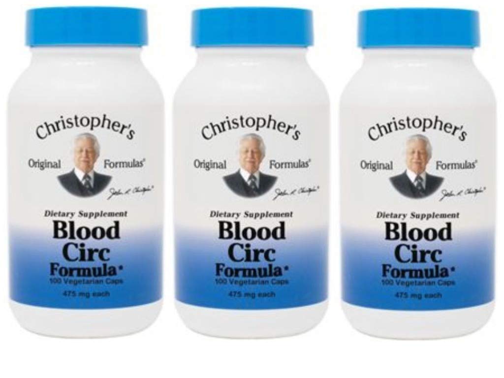 Christopher's Original Formulas Blood Circ Formula Capsules, Herbal Supplement for Cardiovascular & Circulatory Wellness, 100 Capsules - Pack of 3