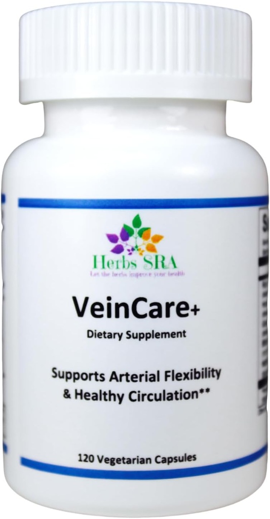 VeinCare Herbal Supplement - Natural Support for Healthy Veins - Rutin, Horse Chestnut, Grape Seed, Bilberry, Nattokinase - Promotes Optimal Vein Function
