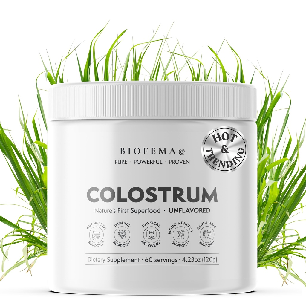 BIOFEMA Bovine Colostrum Supplement - Natures Superfood – First Milk Powder Magic for Gut Health, Immune Support, Physical Recovery, Skin, Hair & Nail Health