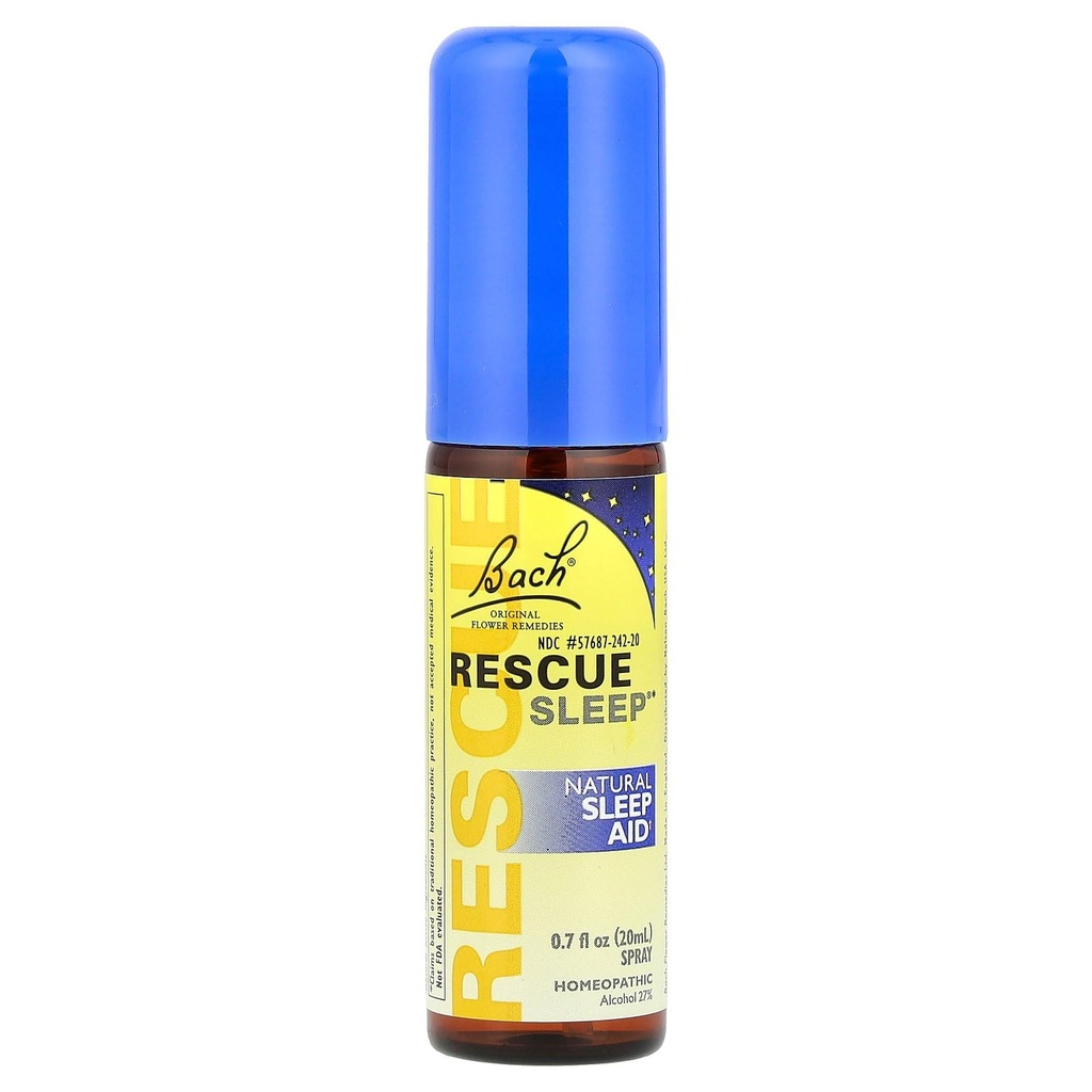 Bach RESCUE SLEEP Spray 20mL, Natural Sleep & Stress Relief Aid, Homeopathic Flower Essence, Vegan, Free of Melatonin, Sugar, and Gluten, Non-Narcotic, Non-Habit Forming