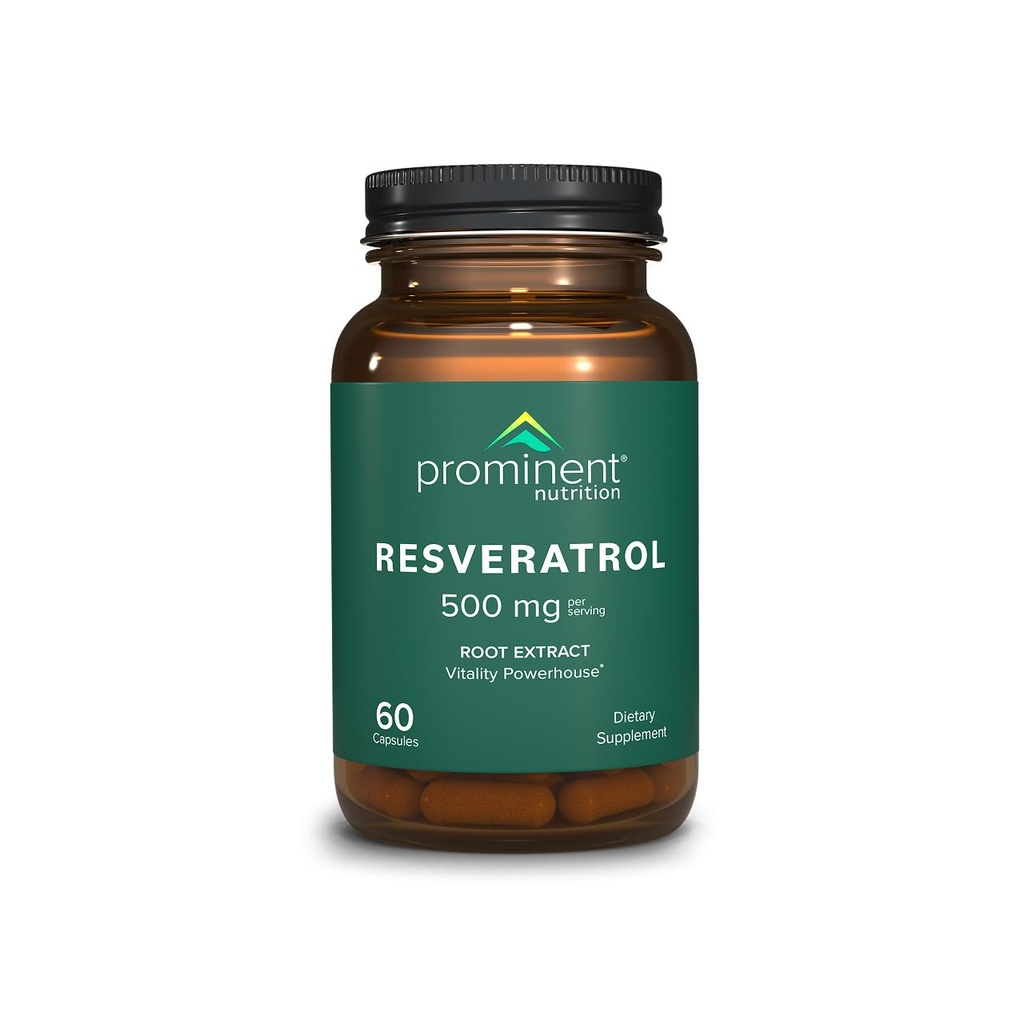 Prominent Nutrition Resveratrol Supplement, Anti-Aging and Immune Support, 98% Pure Trans-Resveratrol Supplement, 500 mg, 30 Day Supply - 1 Pack