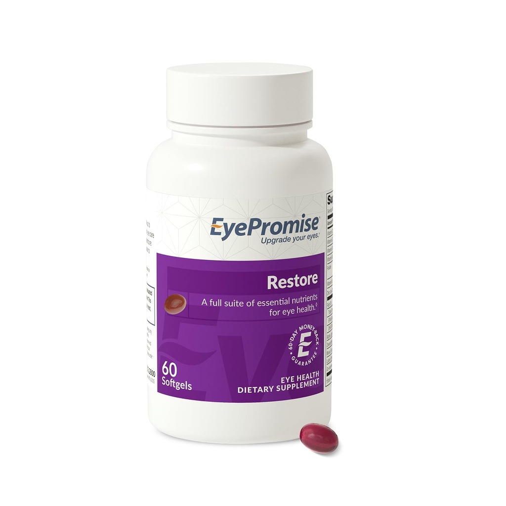 EyePromise Restore Eye Health Supplements - 60 Softgels, 30-Day Supply - Omega 3 Supplement for Aging Eyes with Lutein and Zeaxanthin, Fish Oil, EPA, DHA & Eye Vitamins and Nutrients