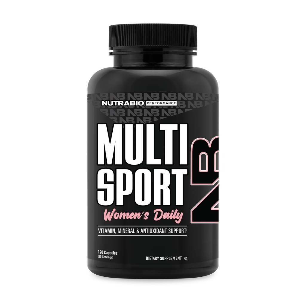 NutraBio Multisport for Women - Womens MultiVitamin - 33 Vitamins, Minerals, Micronutrients - Rich in Antioxidants - Supports Peak Athletic Performance, Energy, Metabolism (120 Vegetable Capsules)