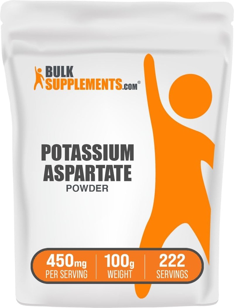 BulkSupplements.com Potassium Aspartate Powder - Mineral Supplement, for Hydration Support - Gluten Free, 450mg (98mg Potassium) per Serving, 100g (3.5 oz) (Pack of 1)