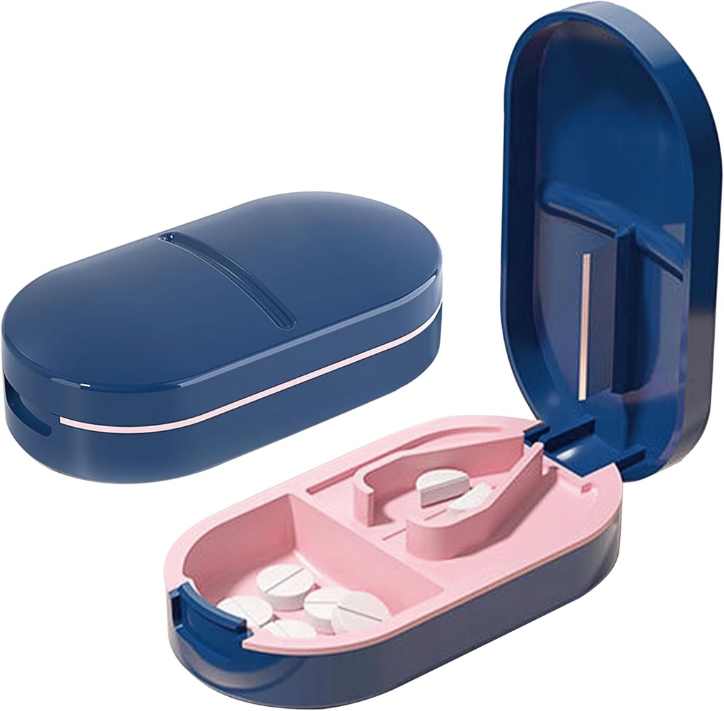 Compact Pill Cutter for Precise Slicing, Pill Cutter Splitter, Portable Pill Splitter for Small Tablets, Vitamins & Daily Use (Blue)