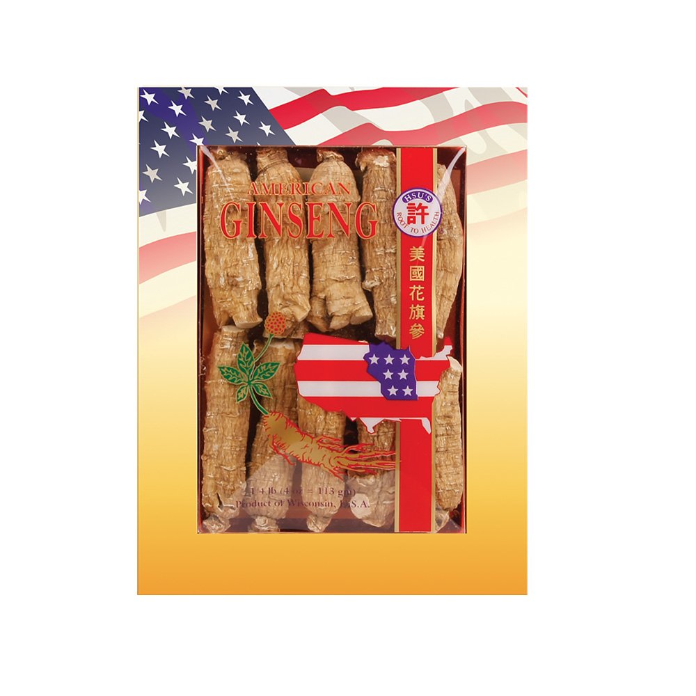 Hsu's SKU 0130-4 Half Short Extra Large Wisconsin American Ginseng Roots 4 oz Box for Tea, Soup & Gifts - Premium, Non-GMO, No Additives XL (4 oz)